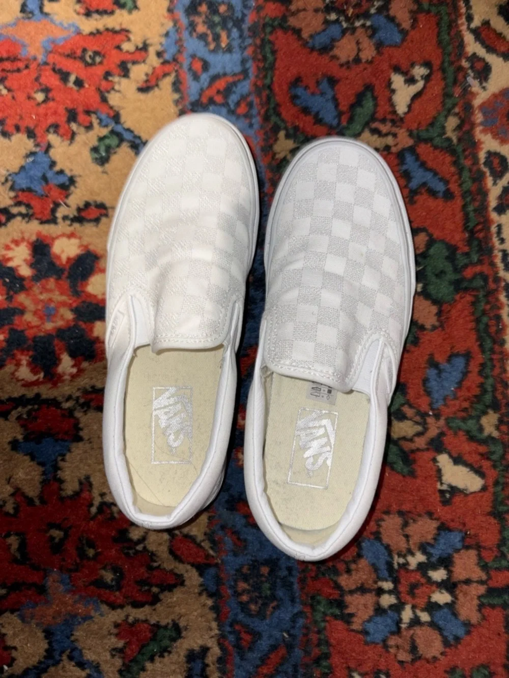 Vans Platform Slip-On Checkerboard Sneakers - White/Sparkle - Picture 6 of 6